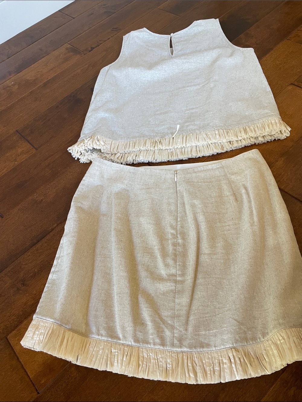 J. Crew Cream Linen-Blend Fringe Trim Skirt Set - Picture 6 of 6